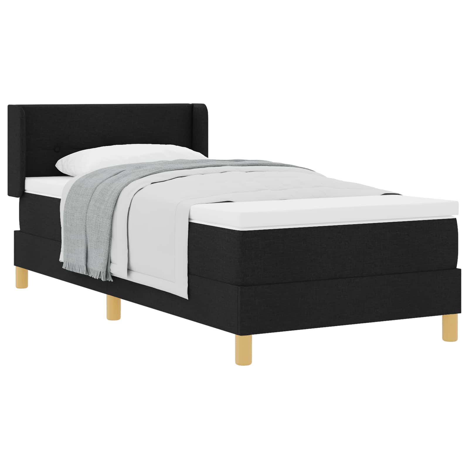 Boxspringbett mit Kopfteil Schwarz 200 x 100 cm Stoff