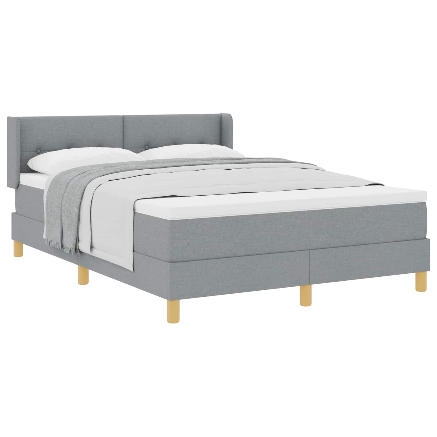 Boxspringbett mit Kopfteil Hellgrau 190 x 140 cm Stoff
