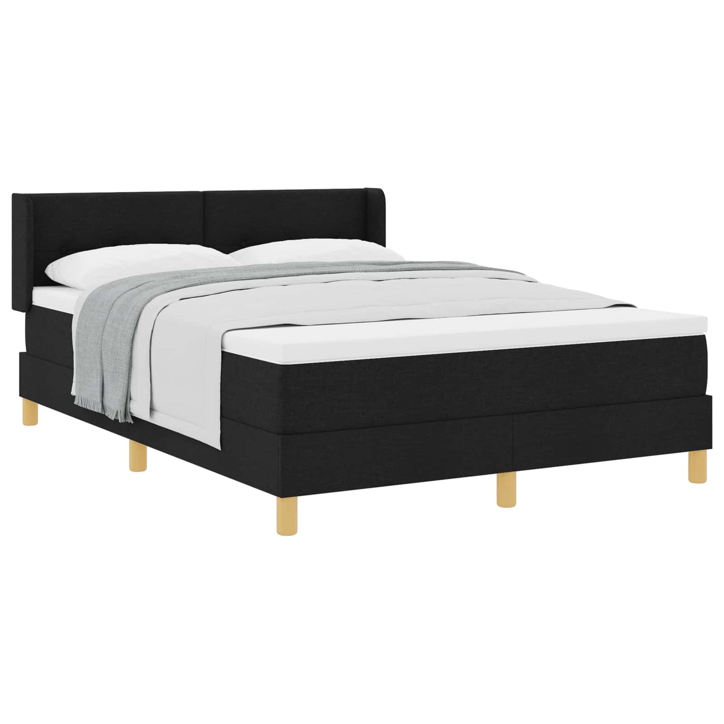 Boxspringbett mit Kopfteil Schwarz 190 x 140 cm Stoff