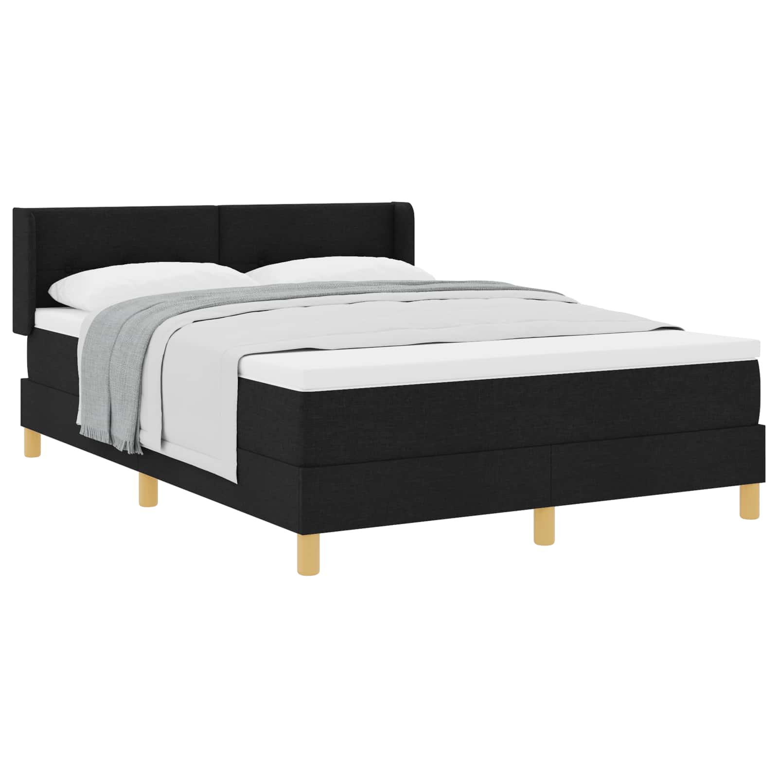Boxspringbett mit Kopfteil Schwarz 190 x 140 cm Stoff
