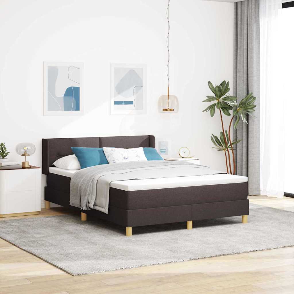 Boxspringbett Dunkelbraun und Weiß 140 x 190 cm Stoff
