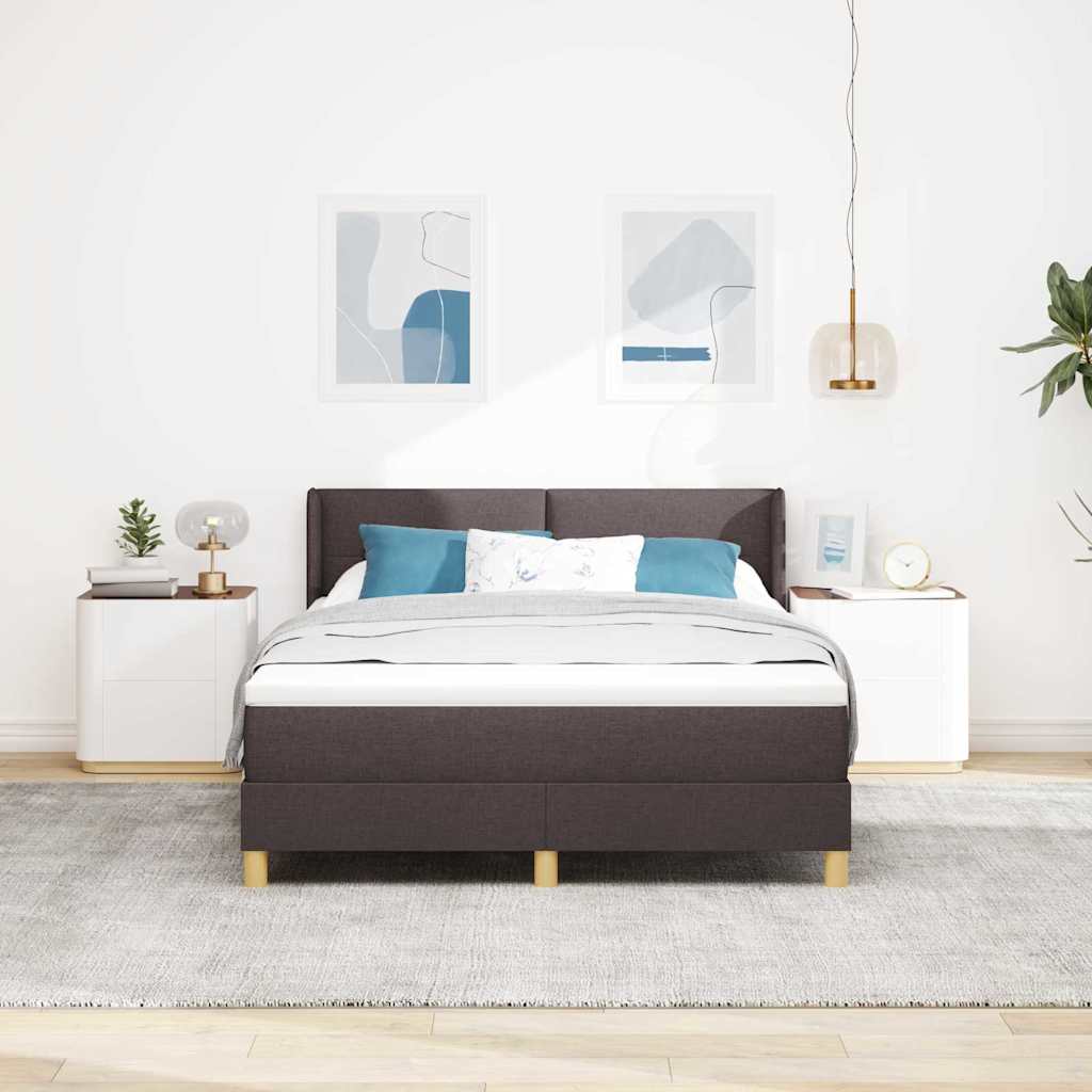 Boxspringbett Dunkelbraun und Weiß 140 x 190 cm Stoff