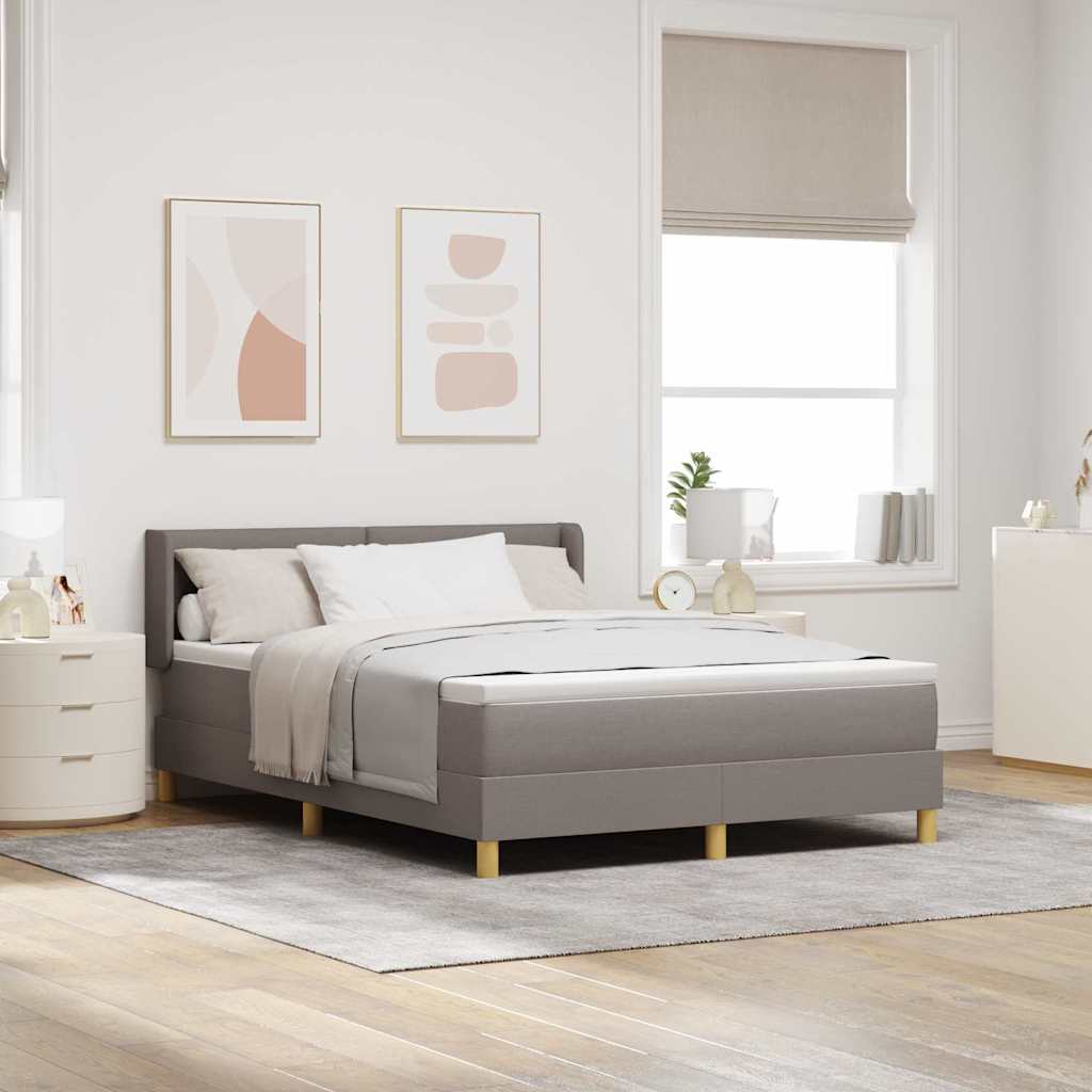 Boxspringbett mit Kopfteil Taupe 190 x 140 cm Stoff