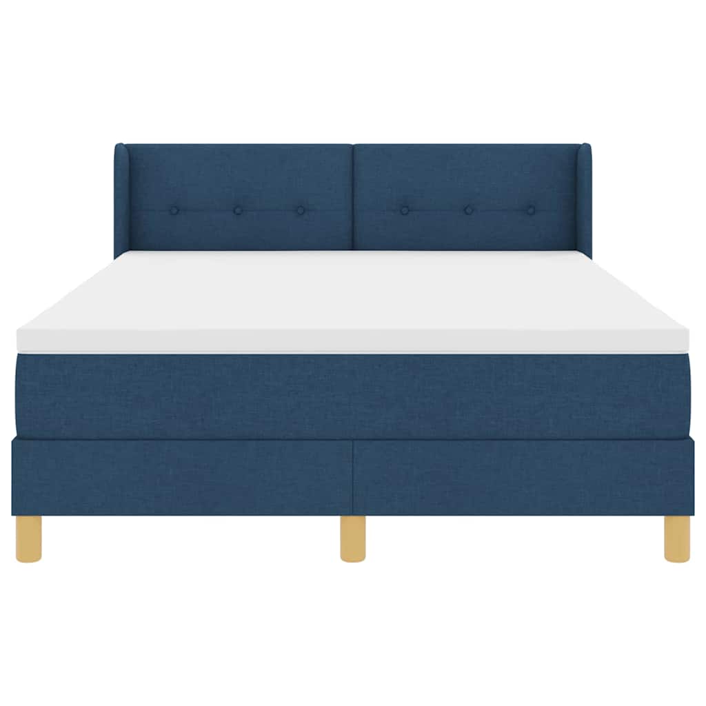 Boxspringbett mit Kopfteil Blau 190 x 140 cm Stoff