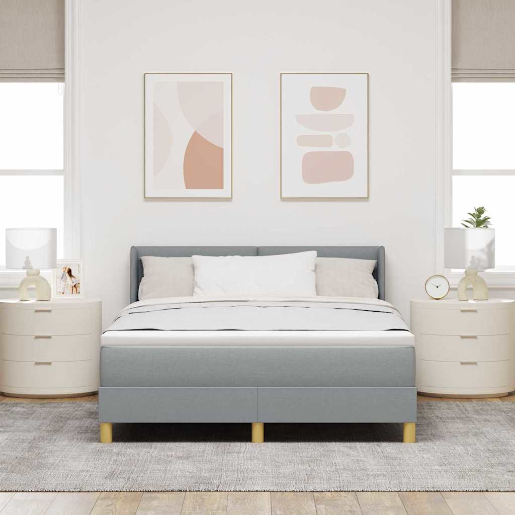 Boxspringbett mit Matratze Hellgrau 200 x 140 cm Stoff