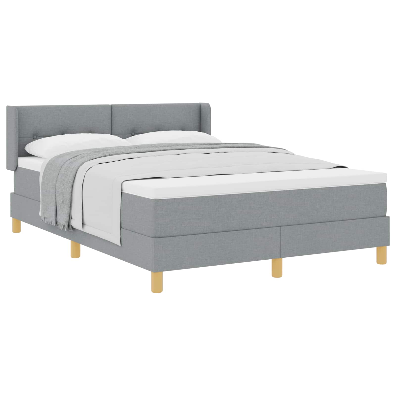 Boxspringbett mit Matratze Hellgrau 200 x 140 cm Stoff