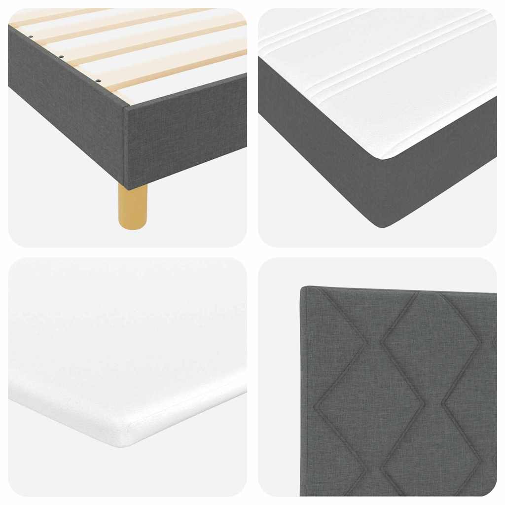Boxspringbett mit Kopfteil Dunkelgrau 200 x 140 cm Stoff