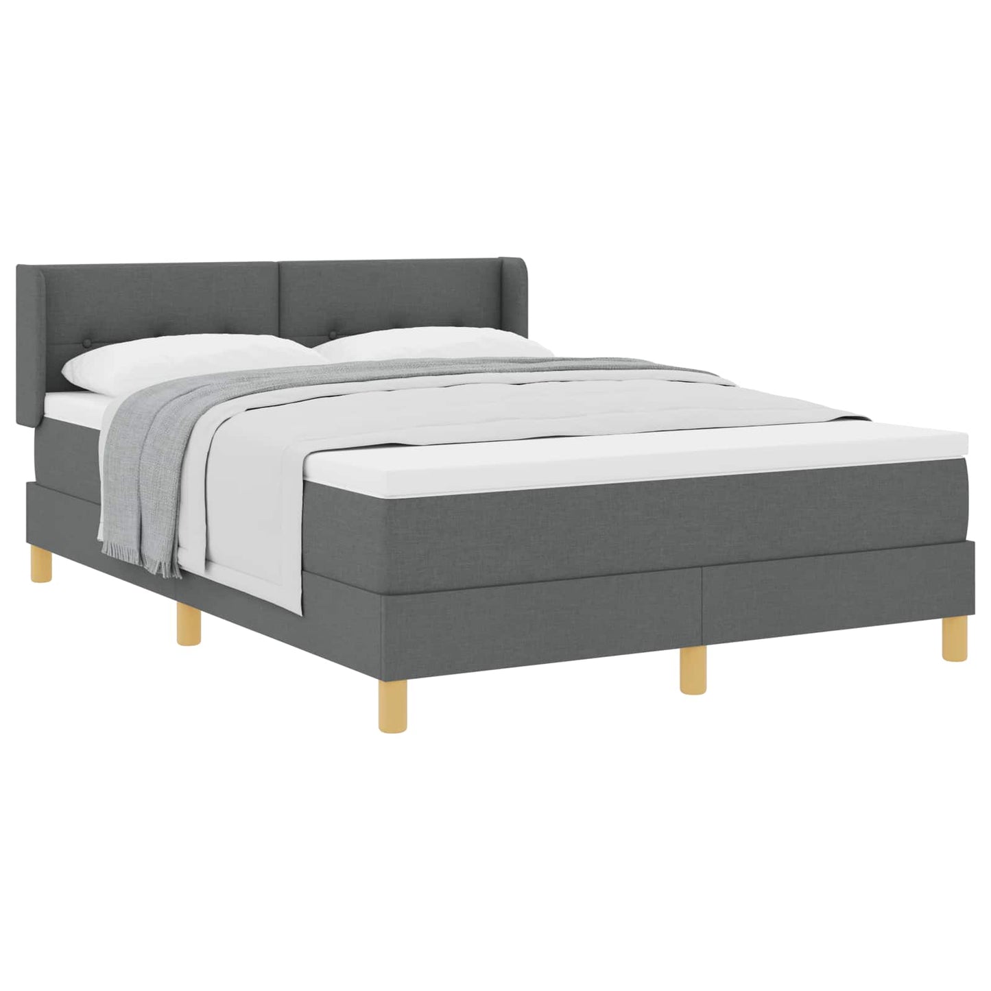 Boxspringbett mit Kopfteil Dunkelgrau 200 x 140 cm Stoff