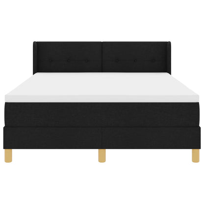 Boxspringbett mit Kopfteil Schwarz 200 x 140 cm Stoff