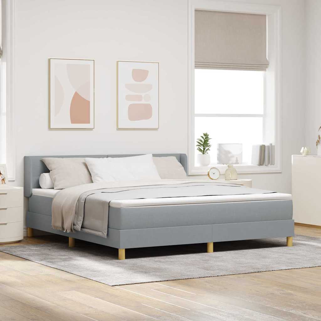 Boxspringbett mit Kopfteil Hellgrau 200 x 180 cm Stoff