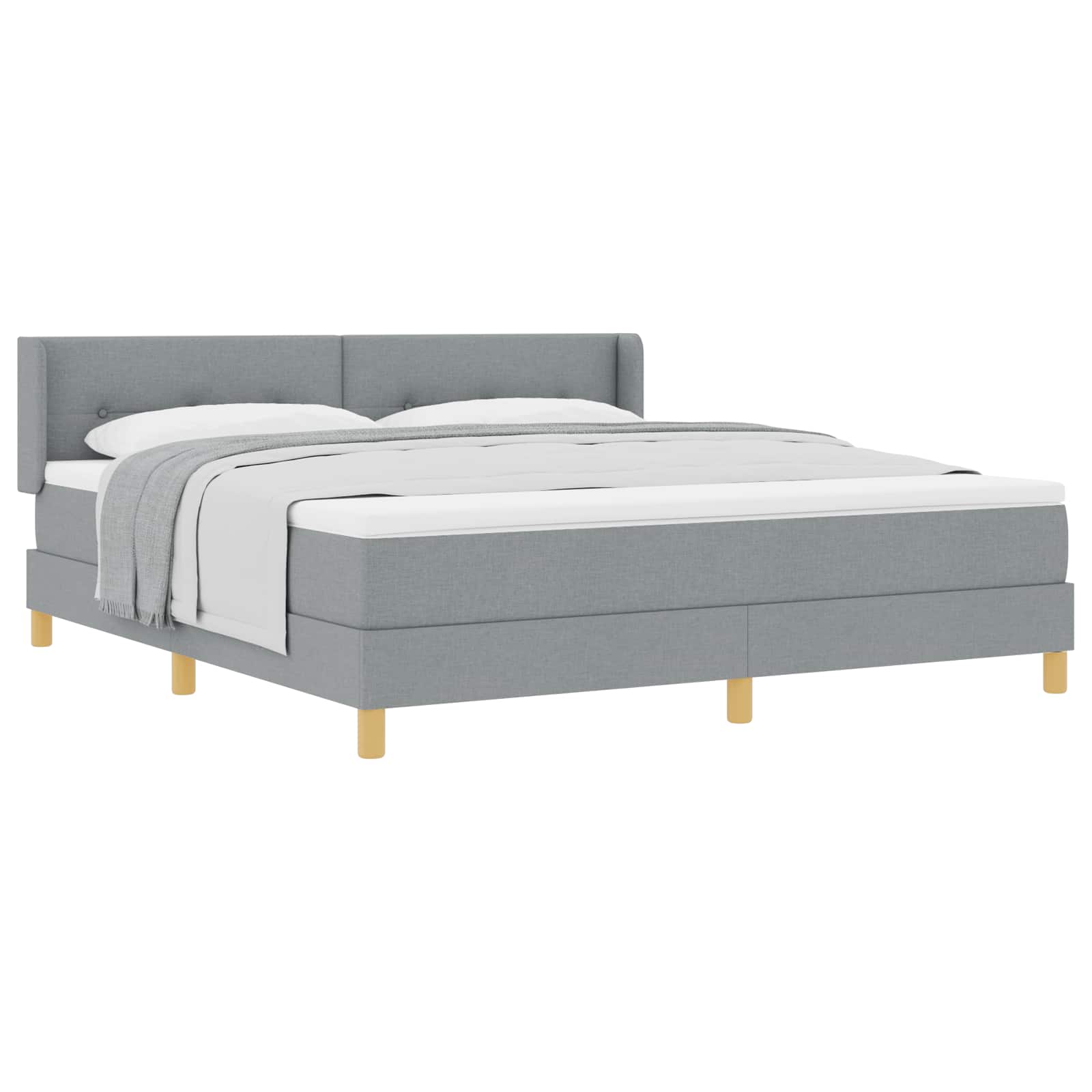 Boxspringbett mit Kopfteil Hellgrau 200 x 180 cm Stoff
