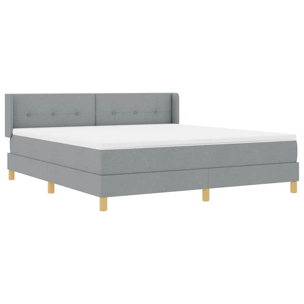 Boxspringbett mit Kopfteil Hellgrau 200 x 180 cm Stoff