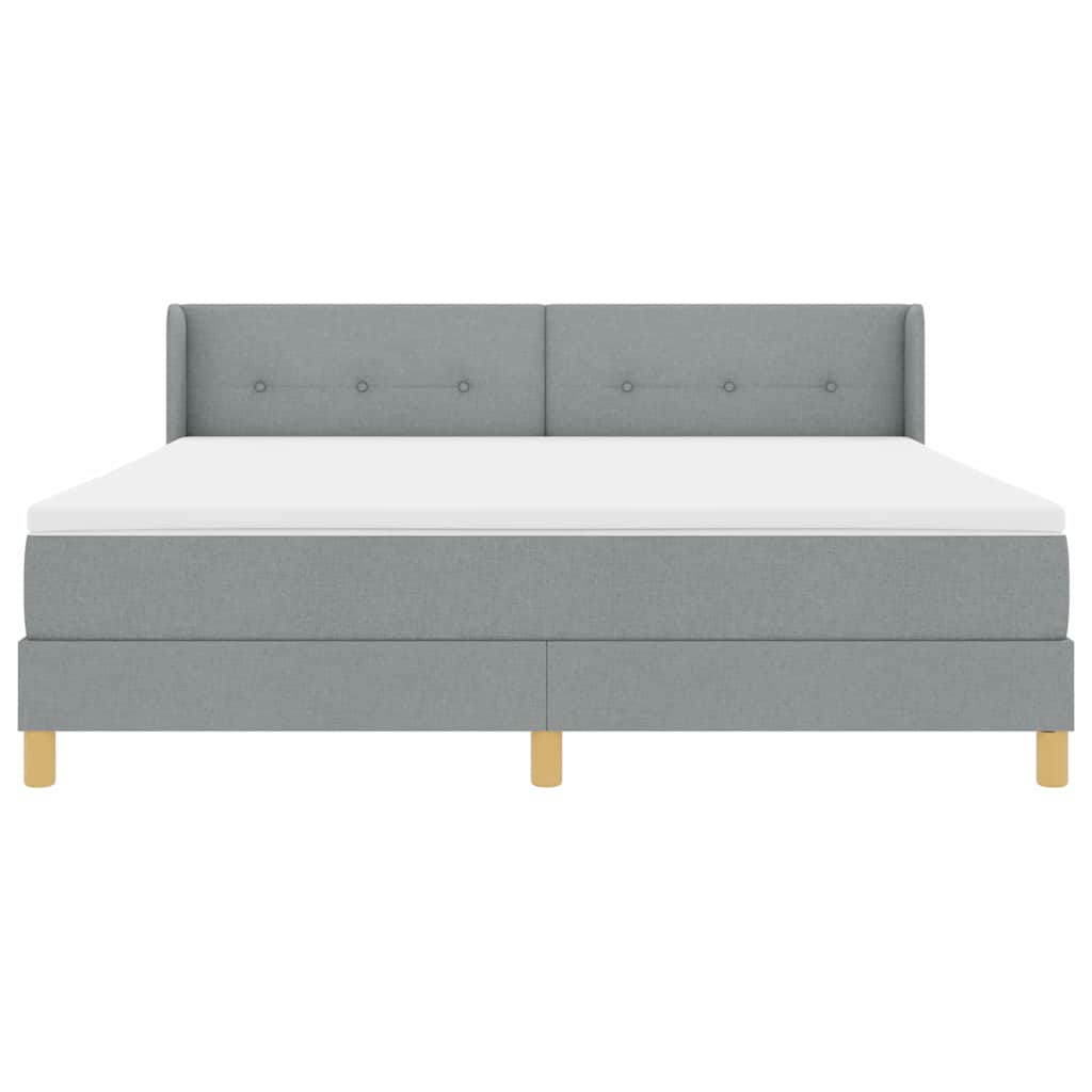 Boxspringbett mit Kopfteil Hellgrau 200 x 180 cm Stoff