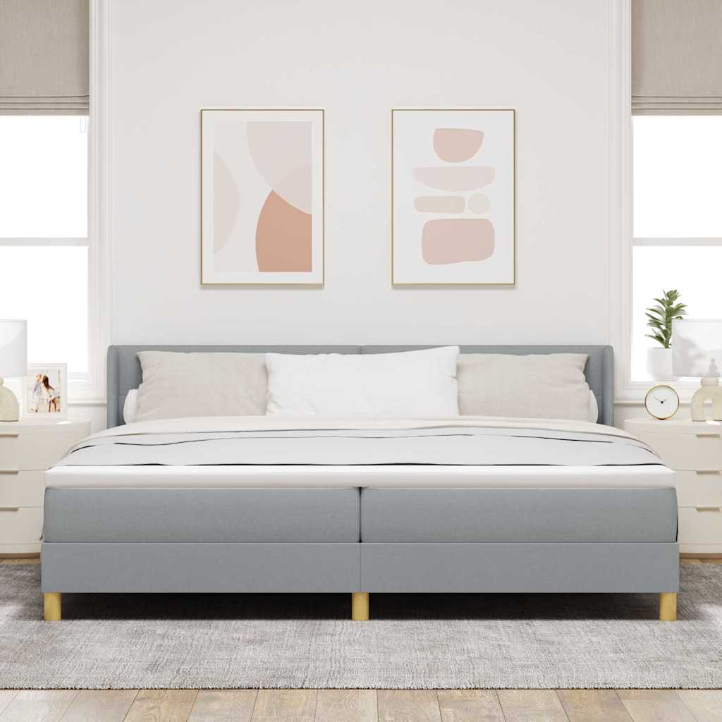 Boxspringbett mit Kopfteil Hellgrau 200 x 200 cm Stoff