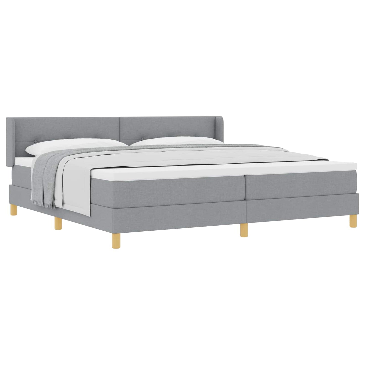 Boxspringbett mit Kopfteil Hellgrau 200 x 200 cm Stoff