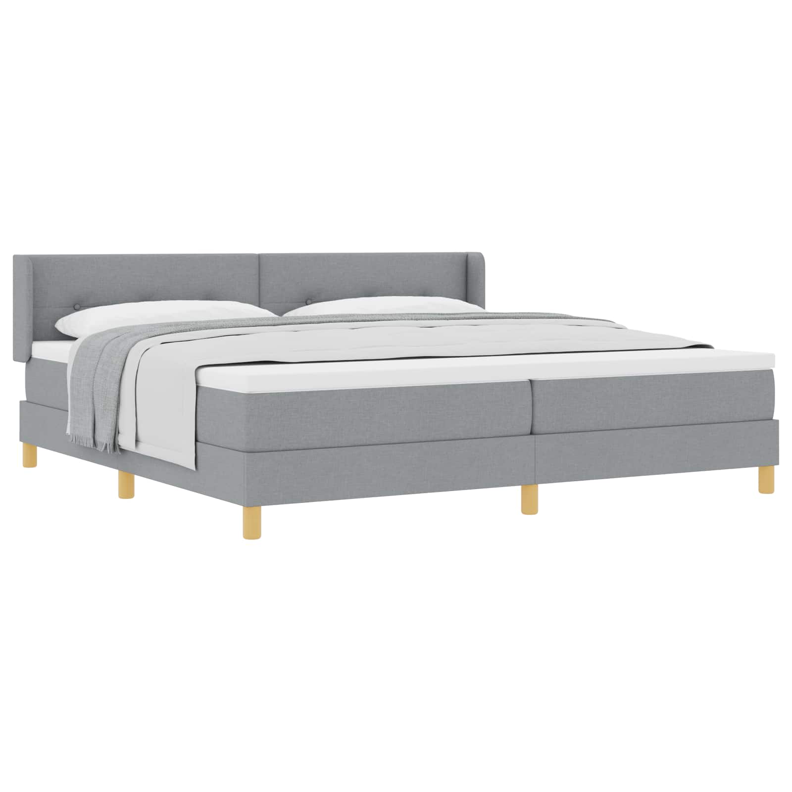 Boxspringbett mit Kopfteil Hellgrau 200 x 200 cm Stoff