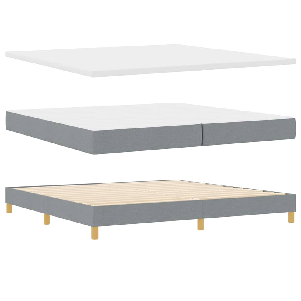 Boxspringbett mit Kopfteil Hellgrau 200 x 200 cm Stoff