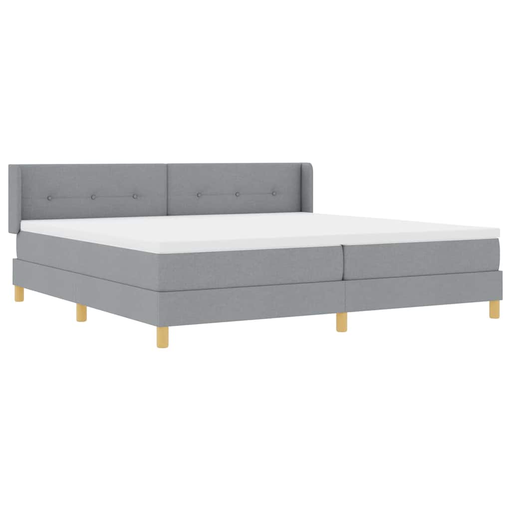 Boxspringbett mit Kopfteil Hellgrau 200 x 200 cm Stoff
