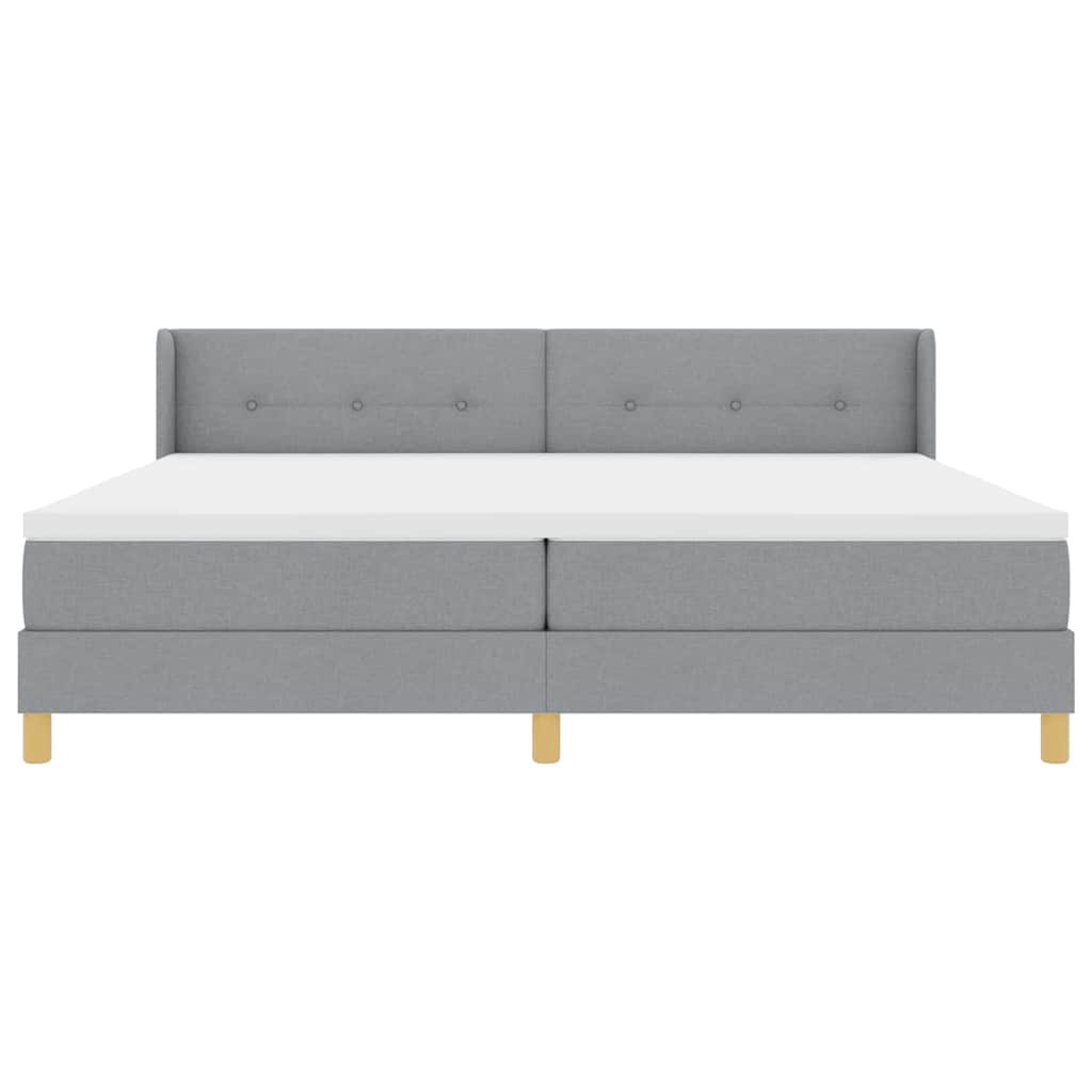 Boxspringbett mit Kopfteil Hellgrau 200 x 200 cm Stoff