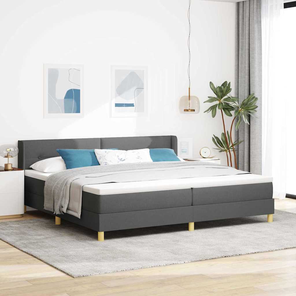 Boxspringbett mit Kopfteil Dunkelgrau 200 x 200 cm Stoff