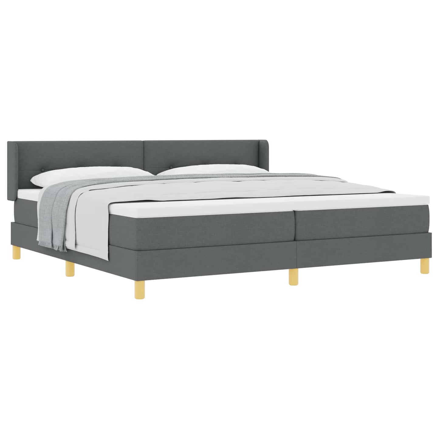 Boxspringbett mit Kopfteil Dunkelgrau 200 x 200 cm Stoff