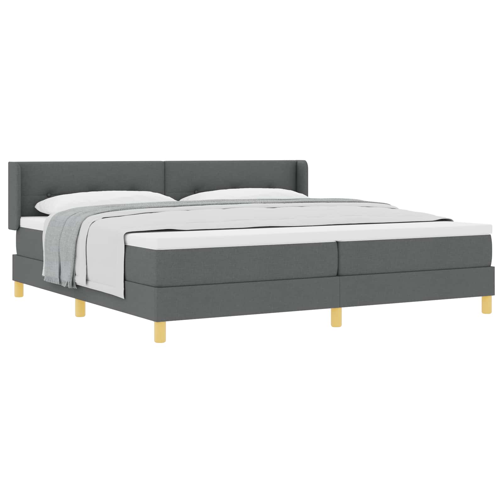 Boxspringbett mit Kopfteil Dunkelgrau 200 x 200 cm Stoff