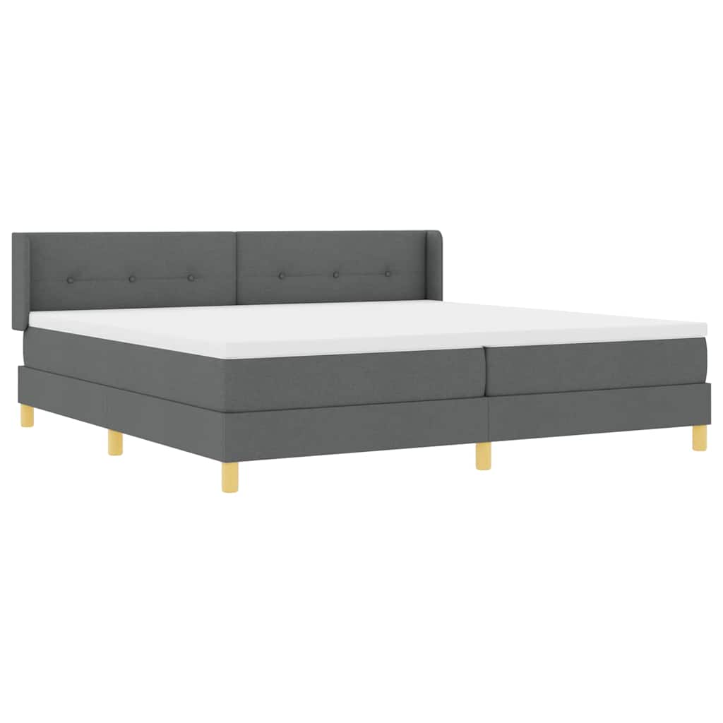 Boxspringbett mit Kopfteil Dunkelgrau 200 x 200 cm Stoff