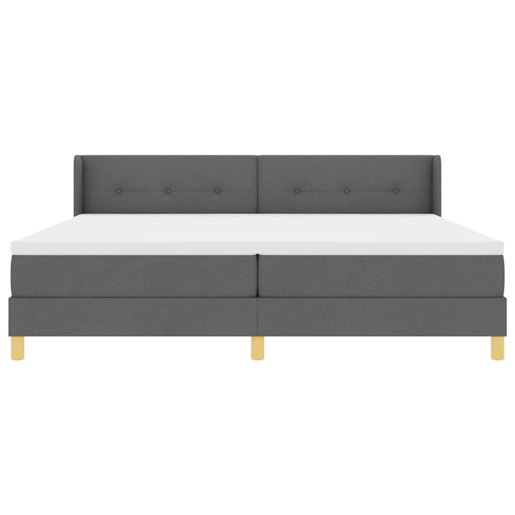 Boxspringbett mit Kopfteil Dunkelgrau 200 x 200 cm Stoff