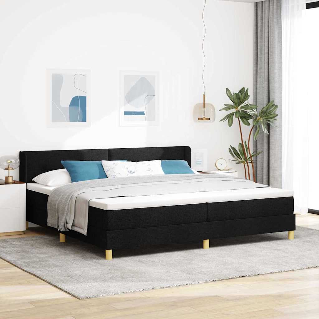 Boxspringbett mit Kopfteil Schwarz 200 x 200 cm Stoff