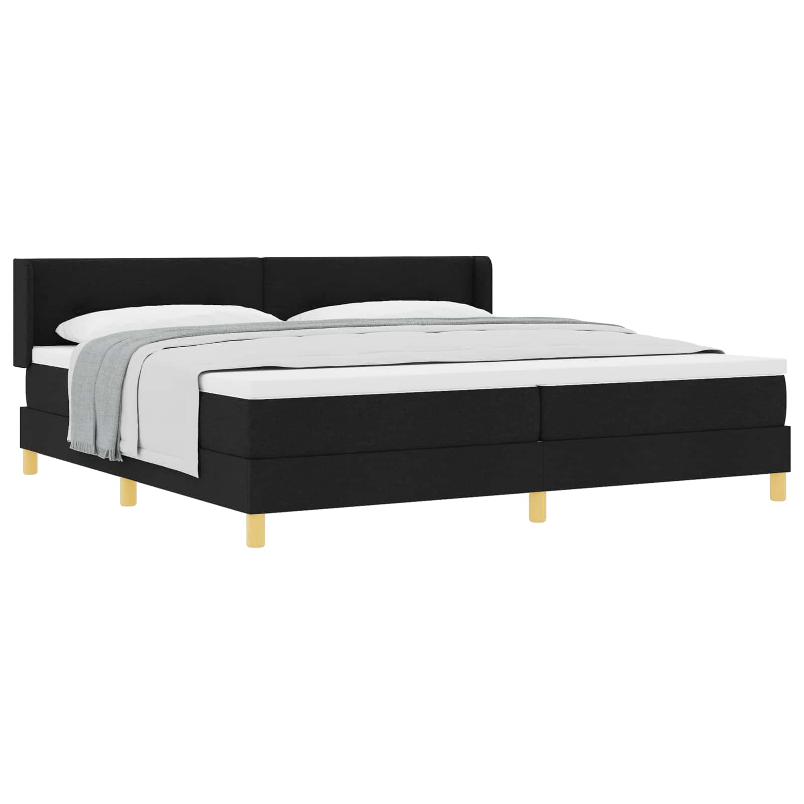 Boxspringbett mit Kopfteil Schwarz 200 x 200 cm Stoff
