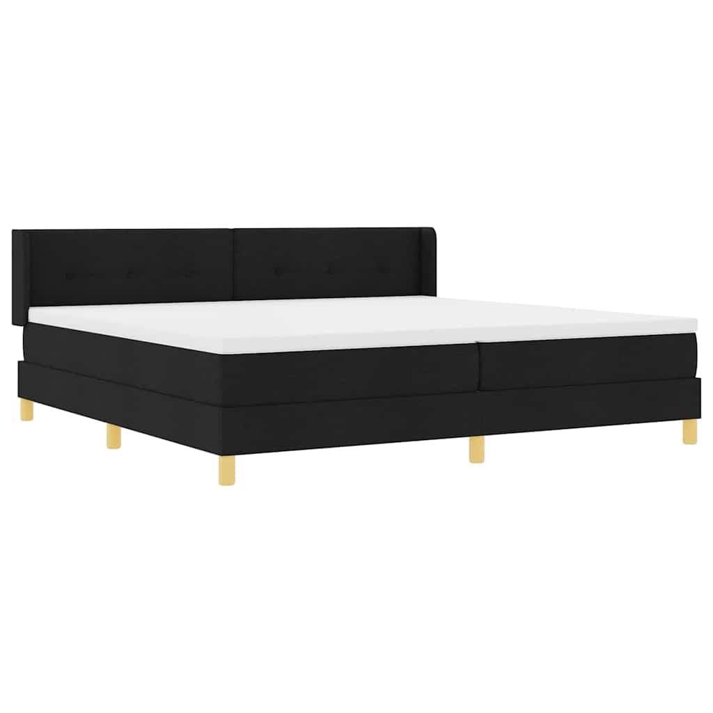 Boxspringbett mit Kopfteil Schwarz 200 x 200 cm Stoff