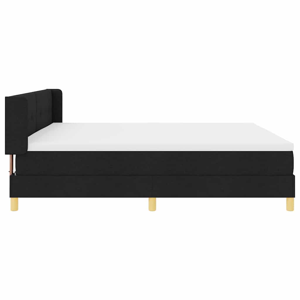 Boxspringbett mit Kopfteil Schwarz 200 x 200 cm Stoff