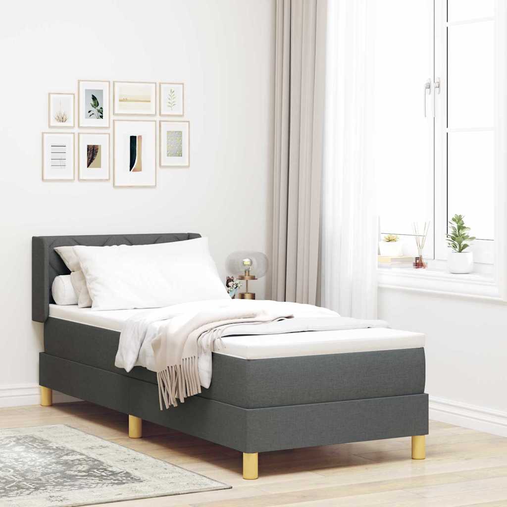 Boxspringbett mit Kissen Dunkelgrau 200 x 80 cm Stoff
