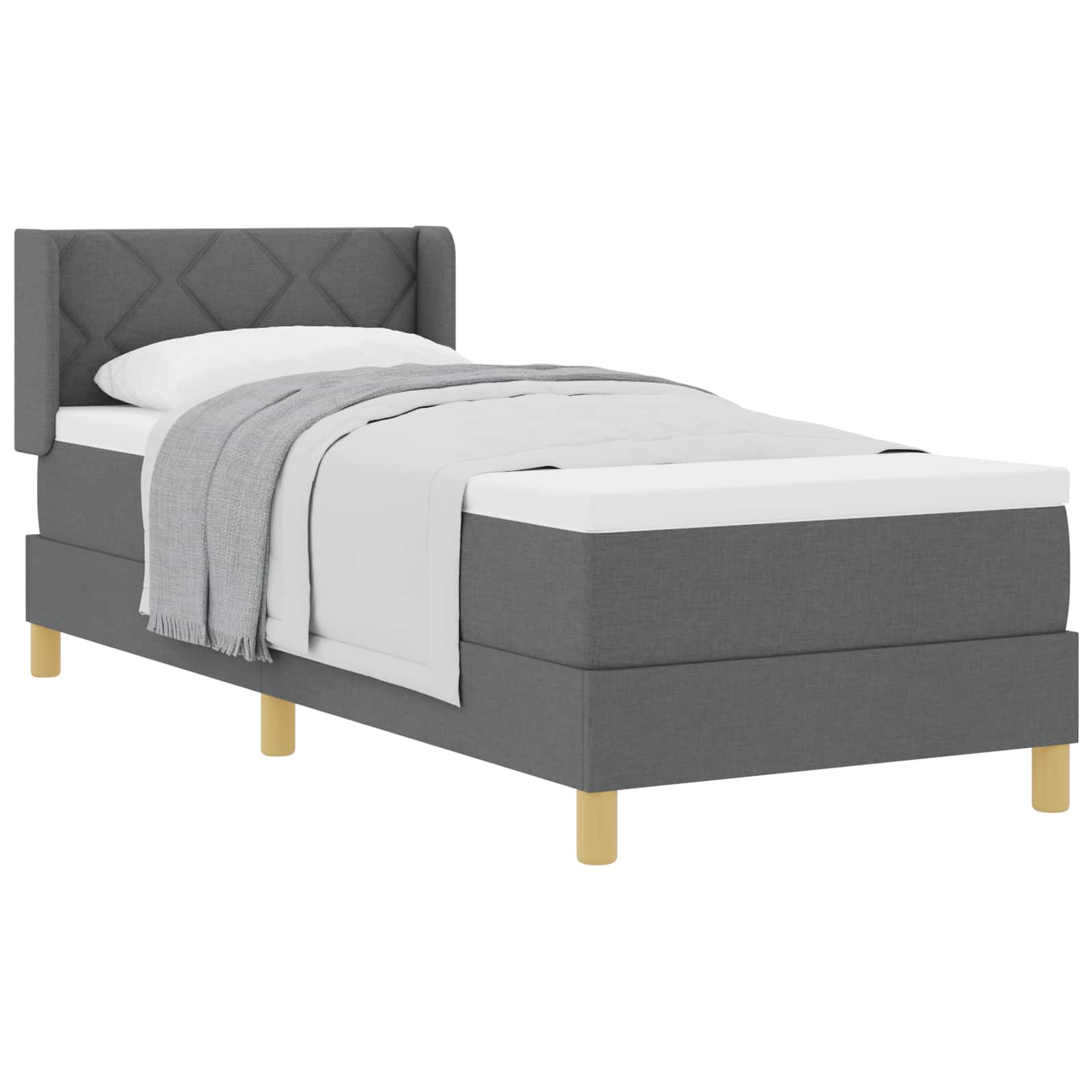 Boxspringbett mit Kissen Dunkelgrau 200 x 80 cm Stoff