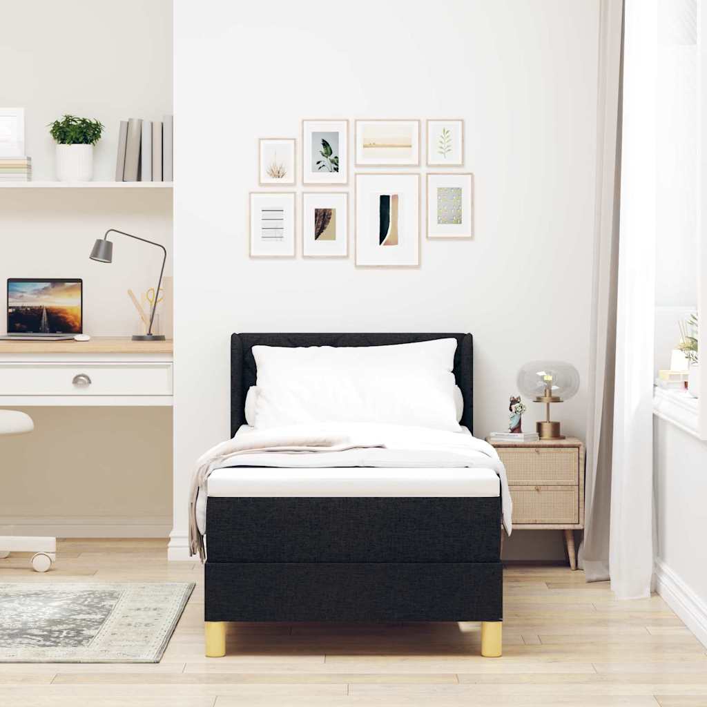 Boxspringbett mit Kopfteil Schwarz 200 x 80 cm Stoff
