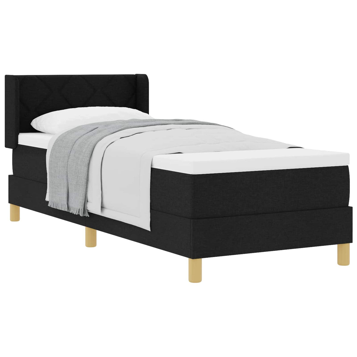 Boxspringbett mit Kopfteil Schwarz 200 x 80 cm Stoff