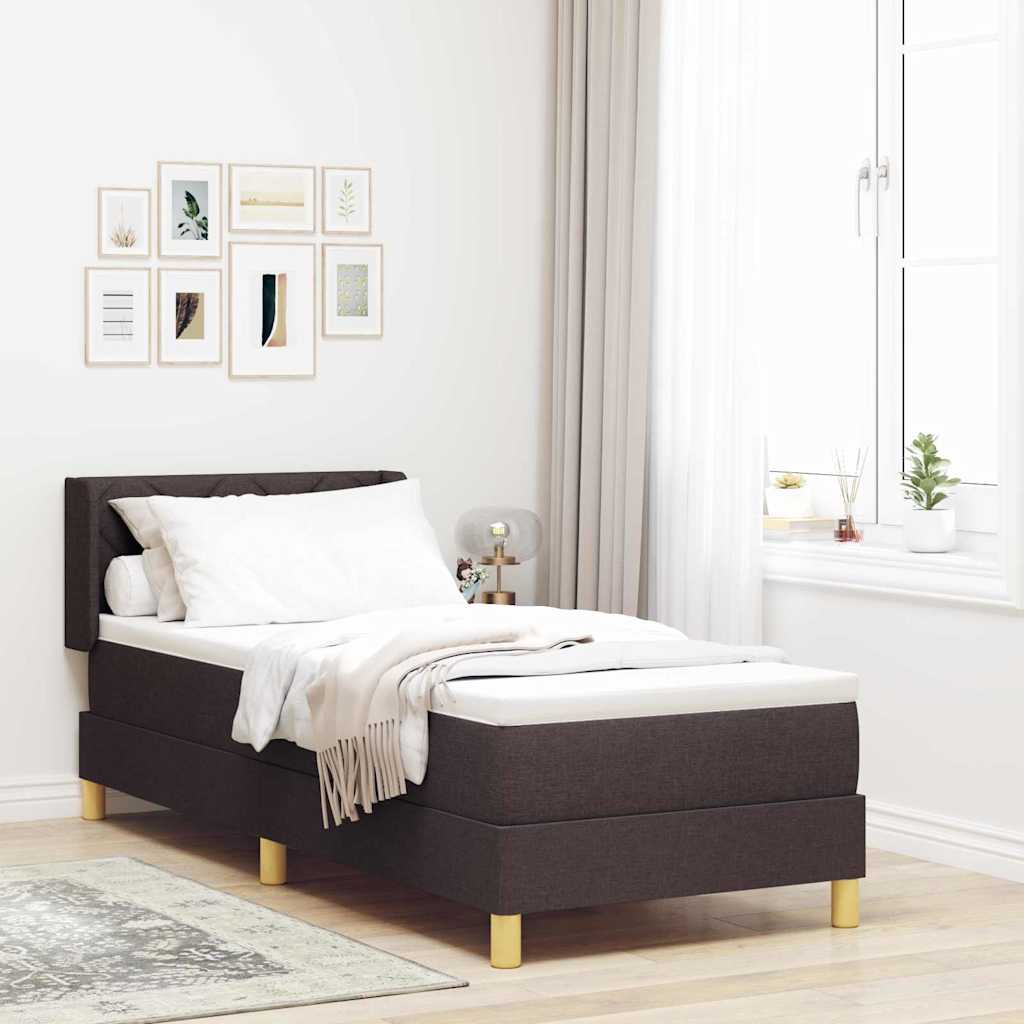 Boxspringbett Dunkelbraun und Weiß 80 x 200 cm Stoff