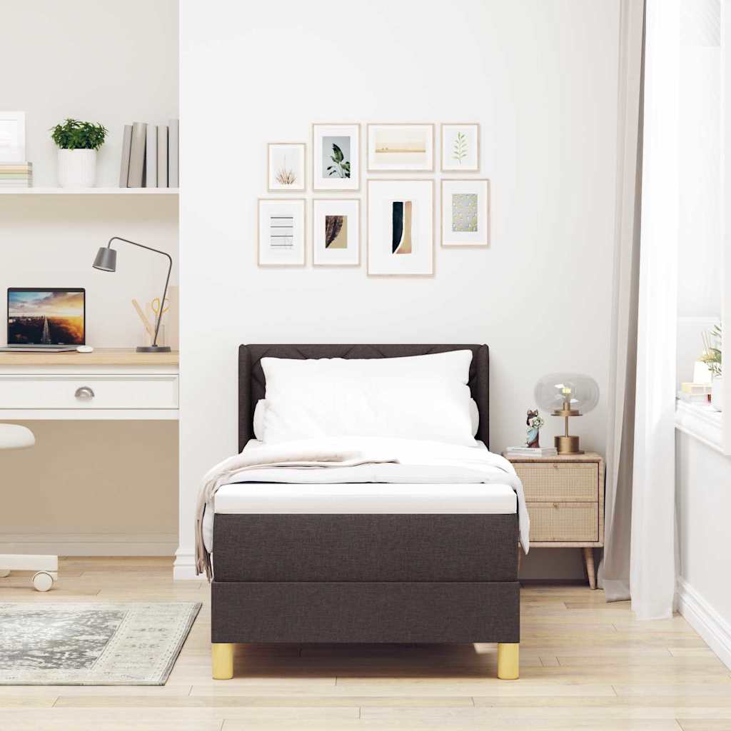 Boxspringbett Dunkelbraun und Weiß 80 x 200 cm Stoff