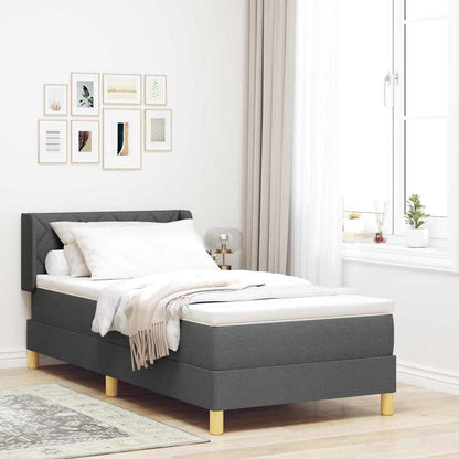 Boxspringbett mit Kopfteil Dunkelgrau 190 x 90 cm Stoff
