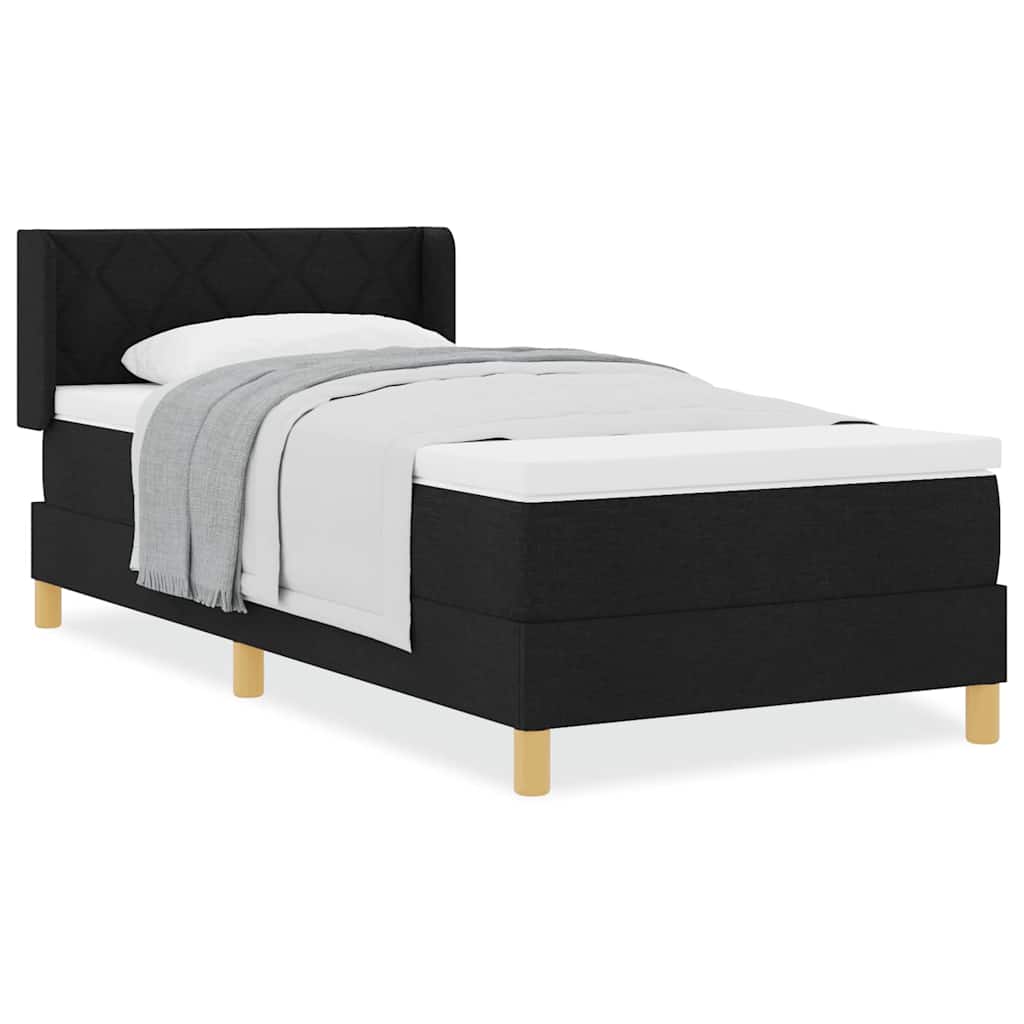 Boxspringbett mit Matratze Schwarz 90 x 190 cm Stoff