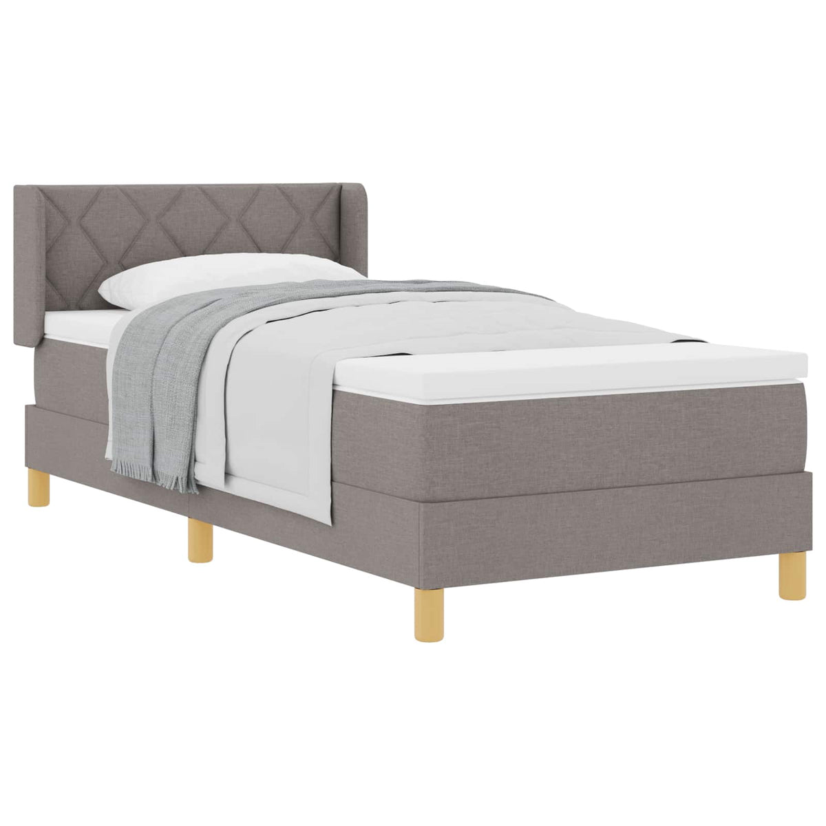Boxspringbett mit Kopfteil Taupe 190 x 90 cm Stoff