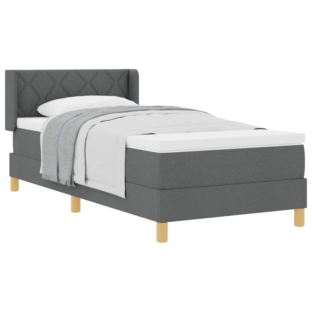 Boxspringbett mit Kopfteil Dunkelgrau 200 x 90 cm Stoff