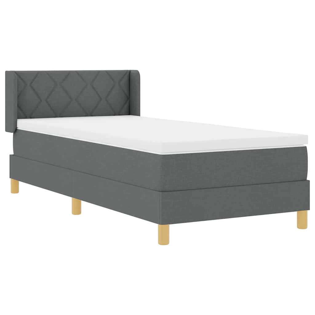 Boxspringbett mit Kopfteil Dunkelgrau 200 x 90 cm Stoff