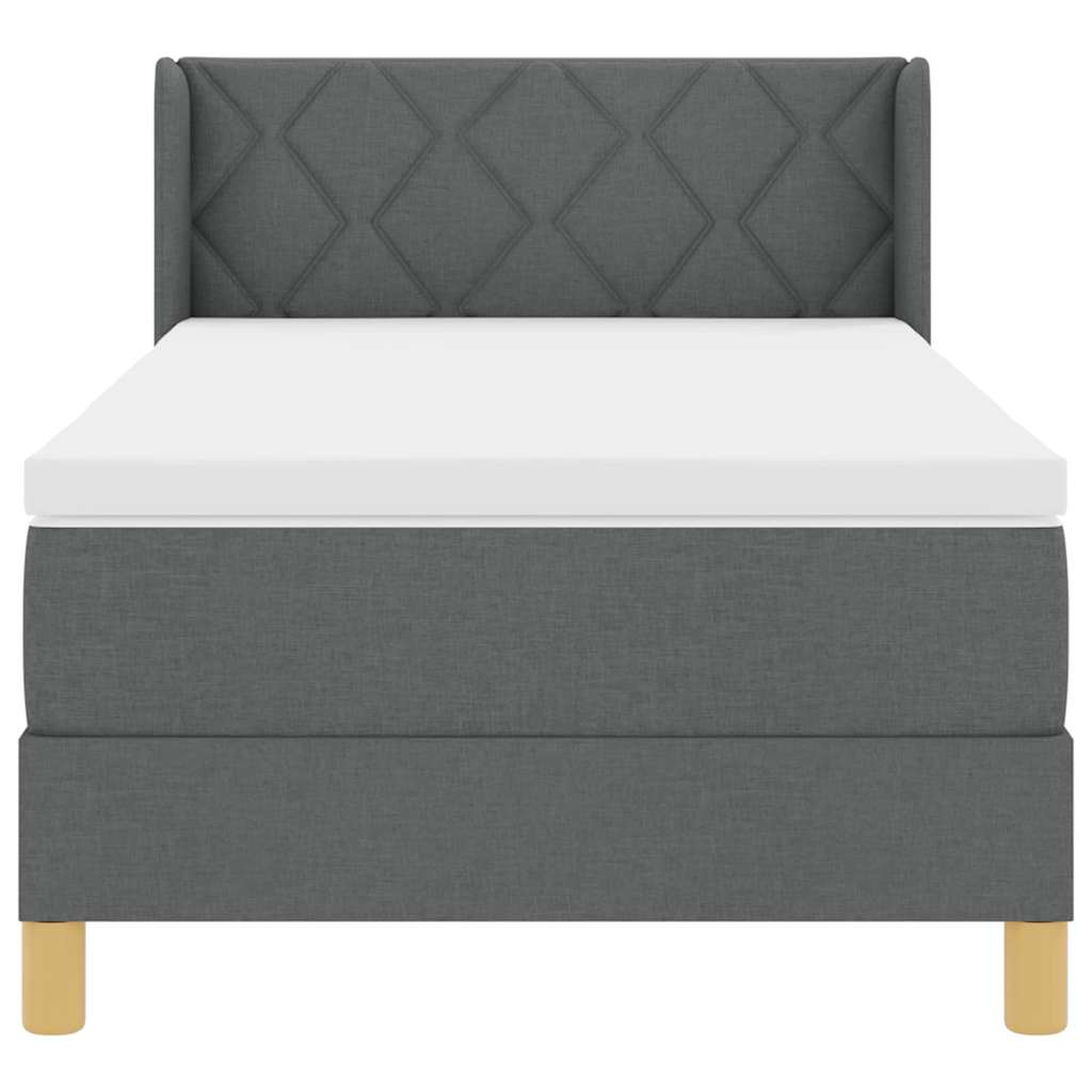 Boxspringbett mit Kopfteil Dunkelgrau 200 x 90 cm Stoff