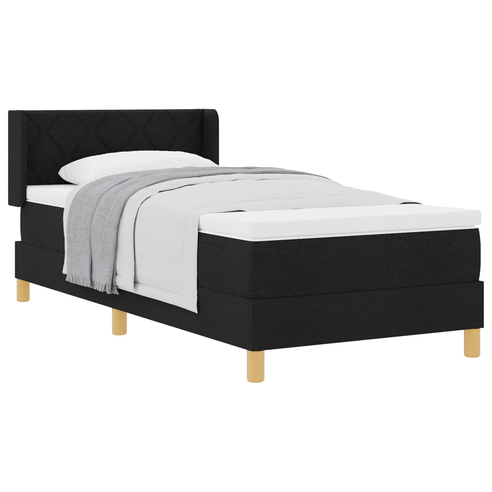 Boxspringbett mit Matratze Schwarz 200 x 90 cm Stoff