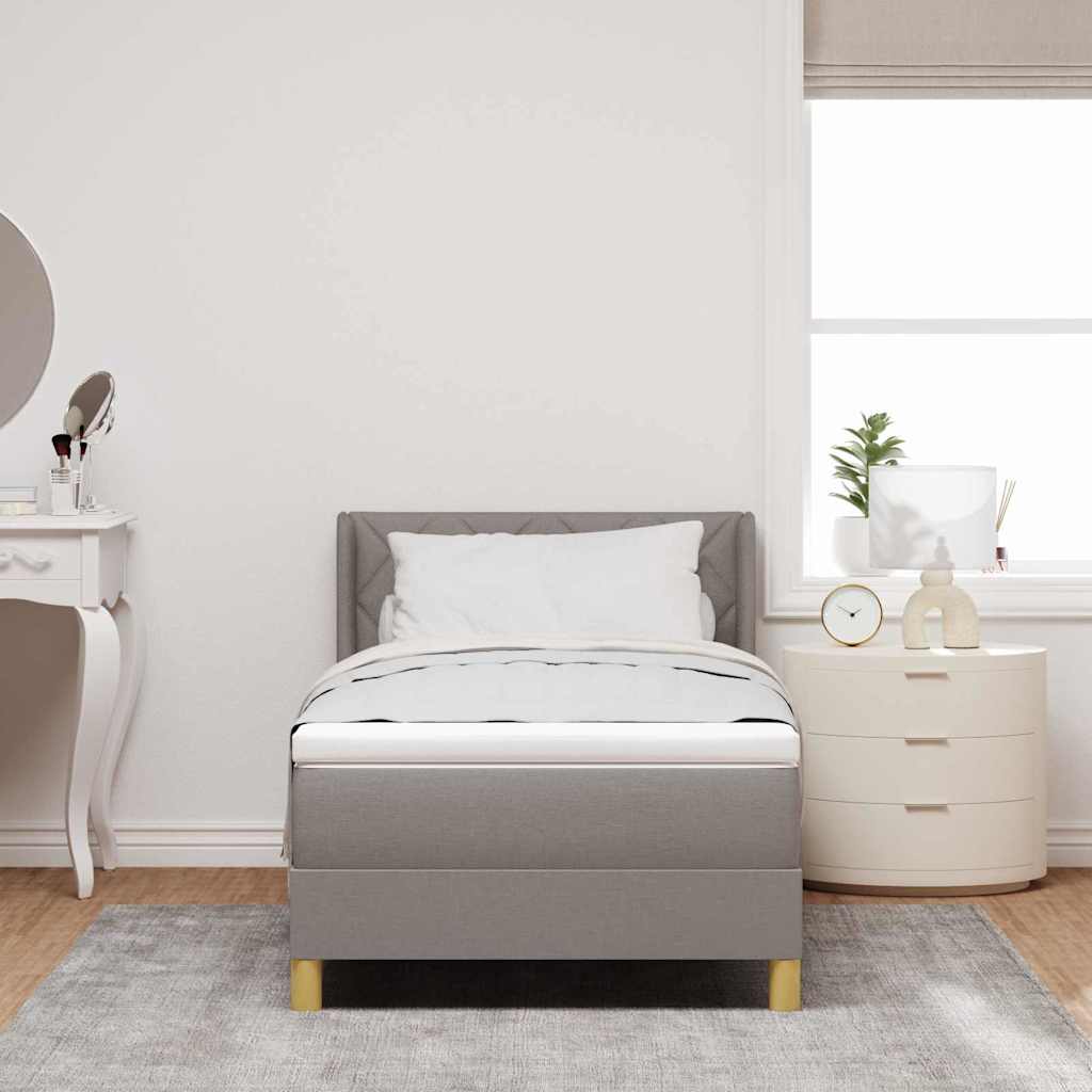 Boxspringbett mit Kopfteil Taupe 200 x 90 cm Stoff