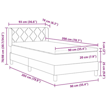 Boxspringbett mit Kopfteil Taupe 200 x 90 cm Stoff