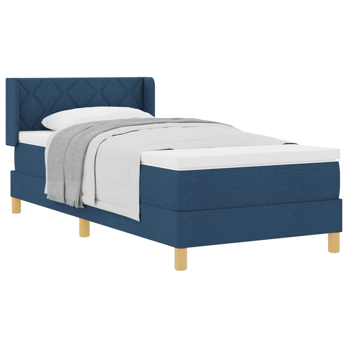 Boxspringbett mit Kopfteil Blau 200 x 90 cm Stoff
