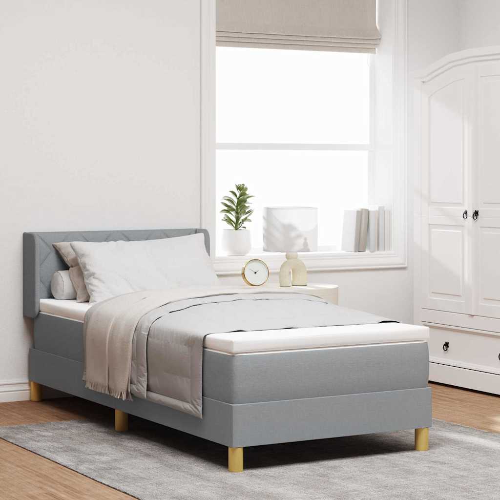 Boxspringbett mit Kopfteil Hellgrau 200 x 100 cm Stoff