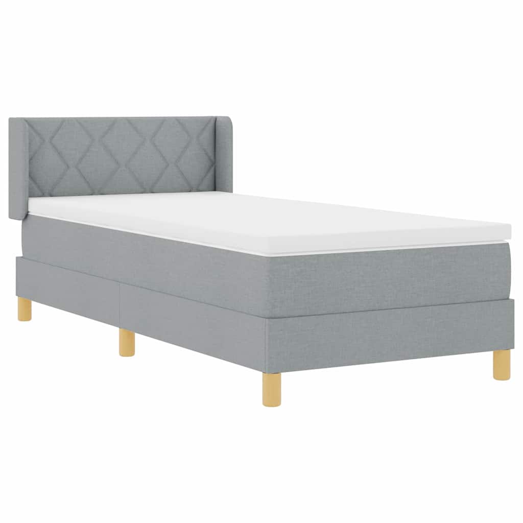 Boxspringbett mit Kopfteil Hellgrau 200 x 100 cm Stoff